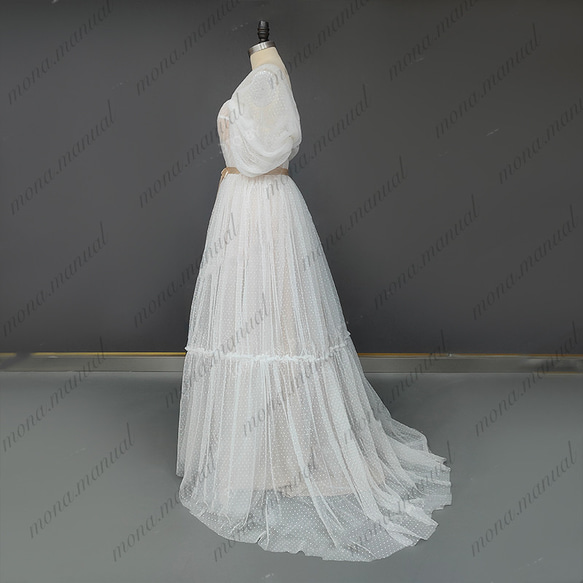 ボヘミア Aライン 背中空き ウェディングドレス 前撮り 結婚式ドレス 429 4枚目の画像