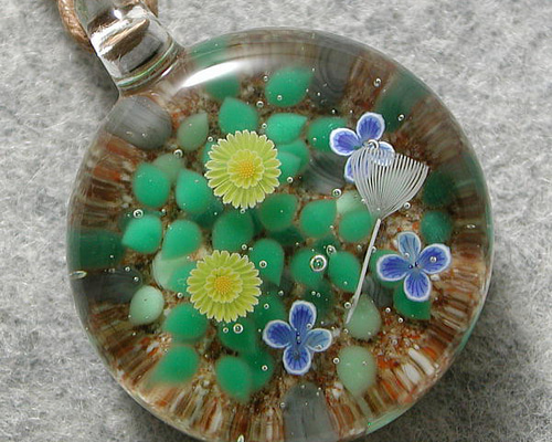 綿毛とタンポポ とんぼ玉 ガラス ネックレス No2122 ネックレス