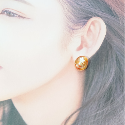 インクアートカボション☆4個 d-29 バラ/薔薇/カボション/レジン 