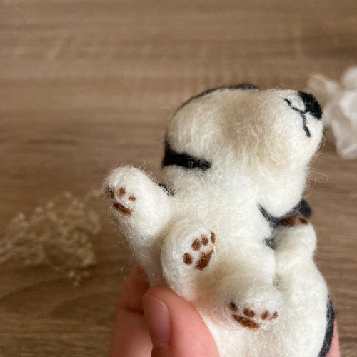 羊毛フェルト まんぷくハスキー犬／置き物 マスコット 羊毛フェルト