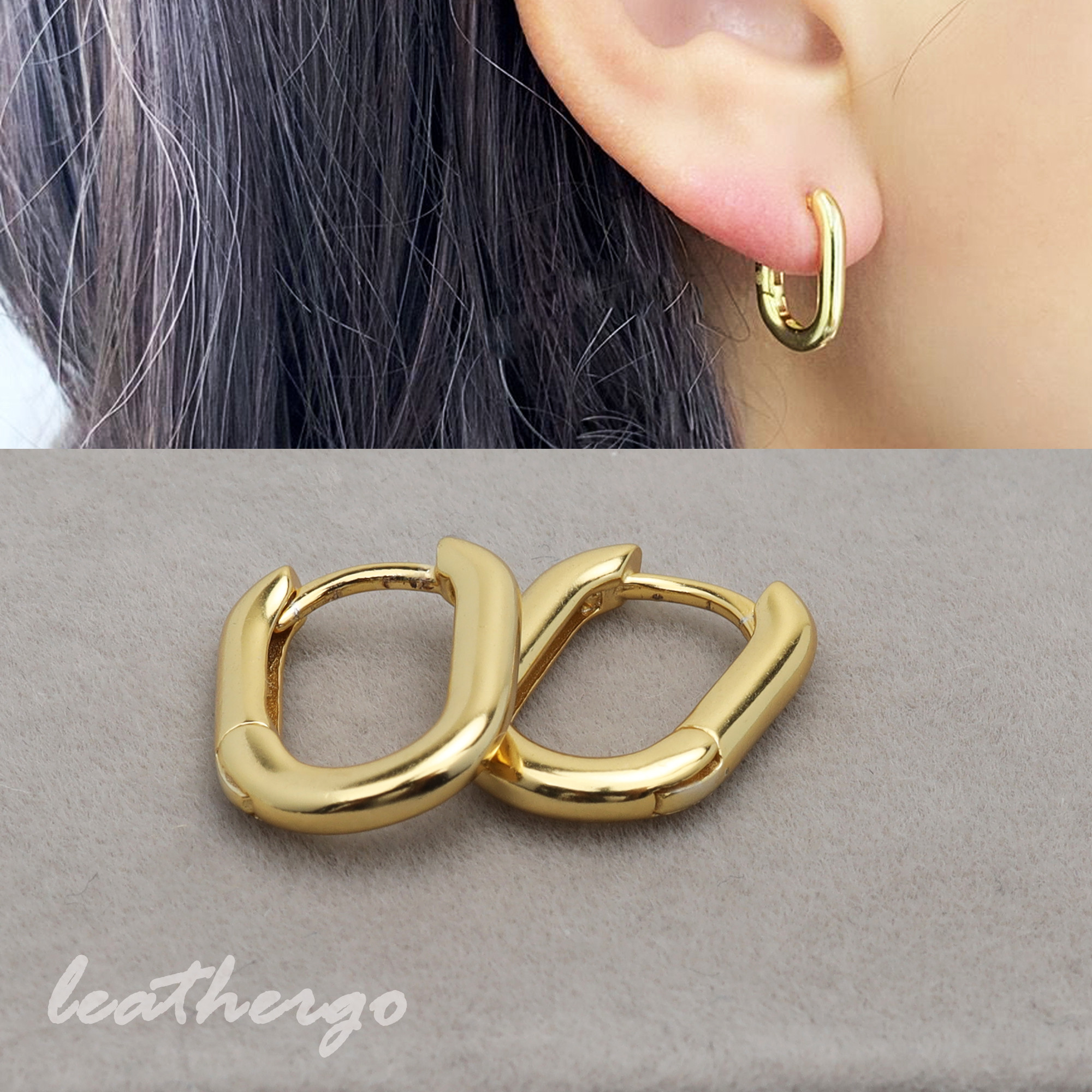 ゴールド　ピアス　両耳　フープ　ハグピアス