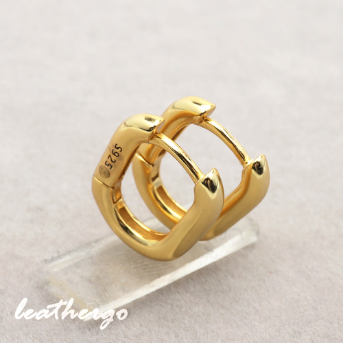 両耳 シルバー925素材 18k gp ゴールド フープピアス U字ピアス