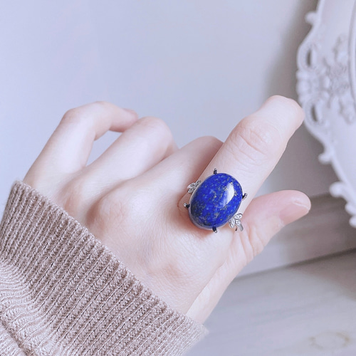 最後1点‼ silver925 ラピスラズリ 大粒 リング ＊ 指輪 天然石 青