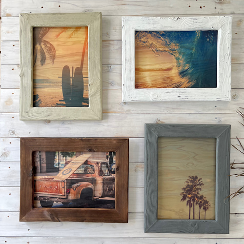 波の写真 木製フレーム付き 新作】波 Wave ウッドフォト A4サイズ 木に写真 WoodPhoto