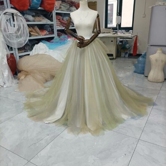 美品！七彩 カラードレス スカートのみソフトチュール トレーン 結婚式  