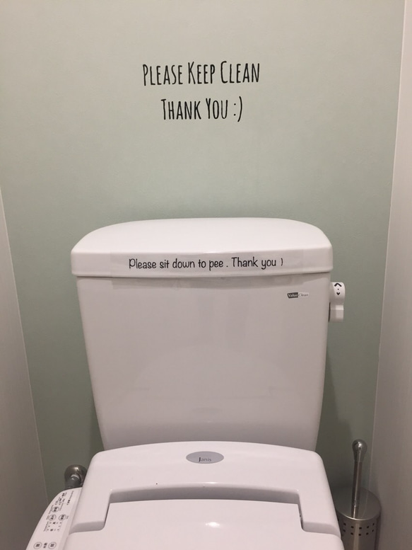 "Please keep clean" トイレやゴミ箱用ステッカー 3枚目の画像