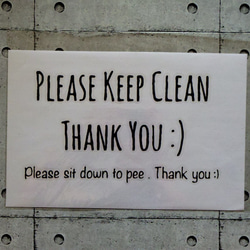 "Please keep clean" トイレやゴミ箱用ステッカー 2枚目の画像