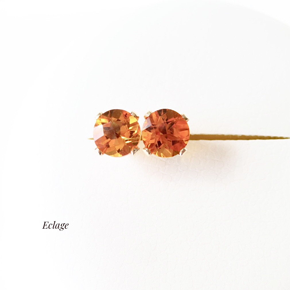 〈14kgf〉シトリンのチェッカーボードカットピアス（5mm）