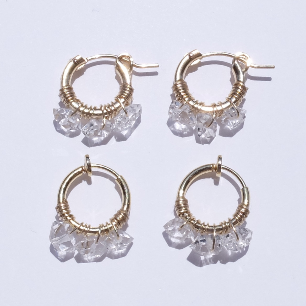 FATINA NY産ハーキマーダイヤモンドのフープピアスorイヤリング。