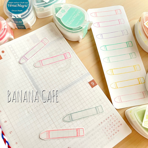 クレヨン＆ボールペン 筆記具はんこ3個セット 消しゴムはんこ(N78