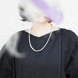 【刺繍ネックレス】スフィア・プラス60㎝ ネックレス（シルクリネン） カジュアル　ナチュラル モノトーン 金属アレルギー 7枚目の画像
