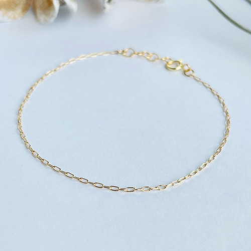 14KGF】つけっぱなしOK！細見え！極細チェーンブレスレット