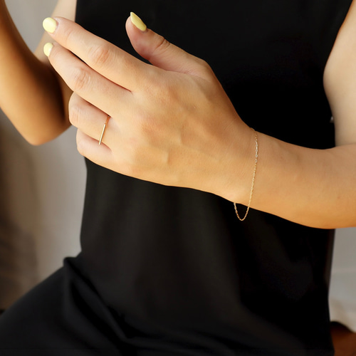 14KGF】つけっぱなしOK！細見え！極細チェーンブレスレット