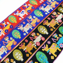 2m チロリアンテープ 牛 女の子 チロルリボン 刺繍 昭和 レトロ