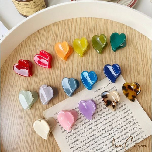 2個 セット ミニ ハート ヘアクリップ ヘアクリップ・バナナ