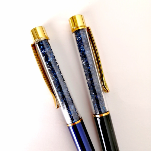 キラキラビーズボールペン】【簡易ラッピング無料】 ブルー ネイビー