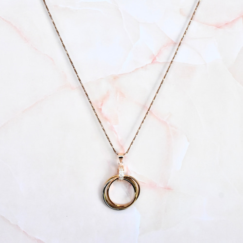 3連トリニティ】リングホルダーチェーンセット ツイストネックレス