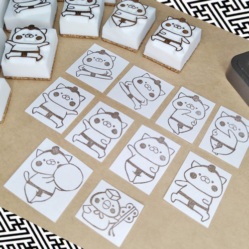 消しゴムはんこ♪お相撲にゃん＆とりの行司さん♪全10種類♪1つ700円
