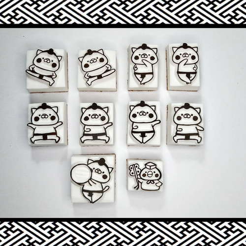 消しゴムはんこ♪お相撲にゃん＆とりの行司さん♪全10種類♪1つ700円