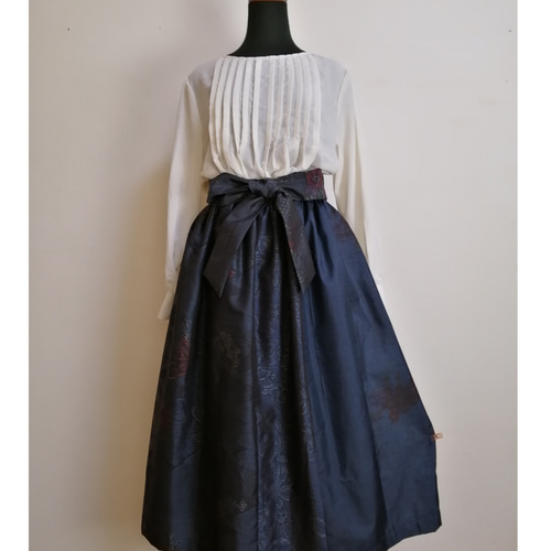 五種の龍郷リメイク　ギャザースカート　フリーサイズ　パッチワーク　本場奄美大島紬 五種の龍郷リメイク ギャザースカート フリーサイズ パッチ