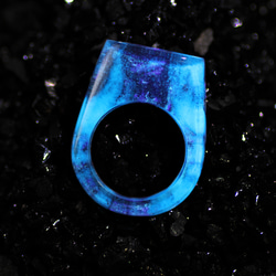 【免運費】藍色銀河～樹脂木戒指～ 第1張的照片