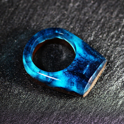 【免運費】藍色銀河～樹脂木戒指～ 第9張的照片