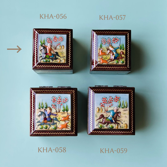 ペルシャの象嵌細工（寄木細工） 小箱　正方形 S （6ｃｍ）【ハータムカーリー056】 12枚目の画像