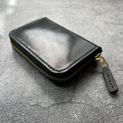 ショートトラッカーウォレット　栃木レザー　茶芯　丘染めブラック ショート トラッカーウォレット / Short Tracker Wallet < 茶芯