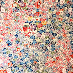 【オーダー品】　加賀友禅　ミニフラットポーチ 　青色花柄　シルク100％　 6枚目の画像