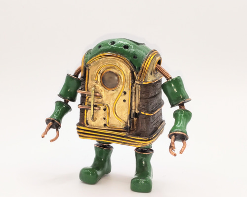 お）ペン立てロボ デニムロボット スチームパンク - メルカリ