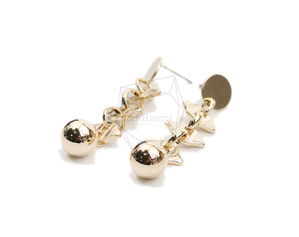 ERG-2074-G [2pieces] Multi Linked Circles Earrings, Multi Linked 第2張的照片