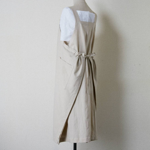 再販⭐︎エプロンドレス /コットンリネン/ロング/後ろ姿が可愛い