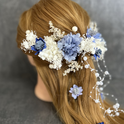 ヘッドドレス 髪飾り 結婚式 成人式 卒業式 パール 紫陽花 ヘアアクセサリー 3枚目の画像