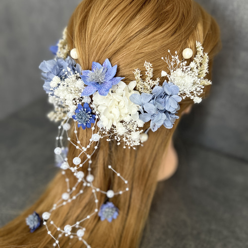 ヘッドドレス 髪飾り 結婚式 成人式 卒業式 パール 紫陽花 ヘア
