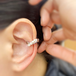 ERG-2076-R [2pieces] 珍珠圓形耳夾耳環 第5張的照片