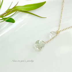 14kgf green amethyst × crystal necklace 5枚目の画像