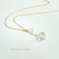 14kgf green amethyst × crystal necklace 4枚目の画像