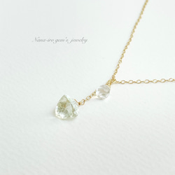 14kgf green amethyst × crystal necklace 7枚目の画像