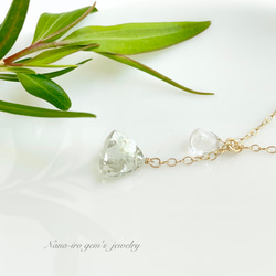 14kgf green amethyst × crystal necklace 2枚目の画像