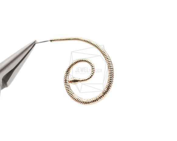 ERG-2077-G [2 件] 蛇形耳環，蛇形耳釘 / 24mm x 31mm 第4張的照片