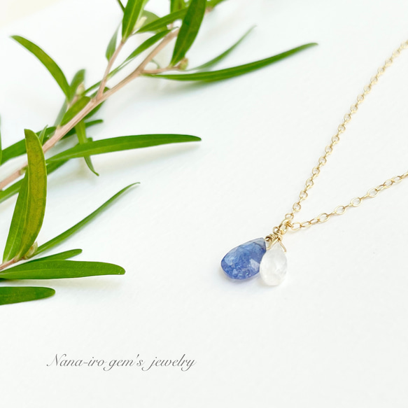 14kgf tanzanite × moon stone necklace 2枚目の画像