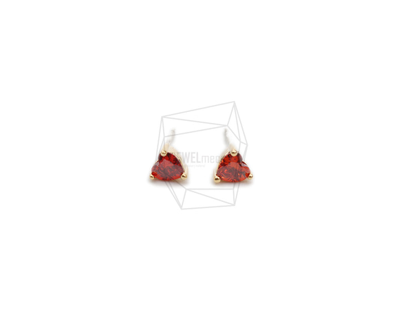 ERG-2079-G【2個入り】ハートキュービックピアス,heart Cubic Post Earring 1枚目の画像