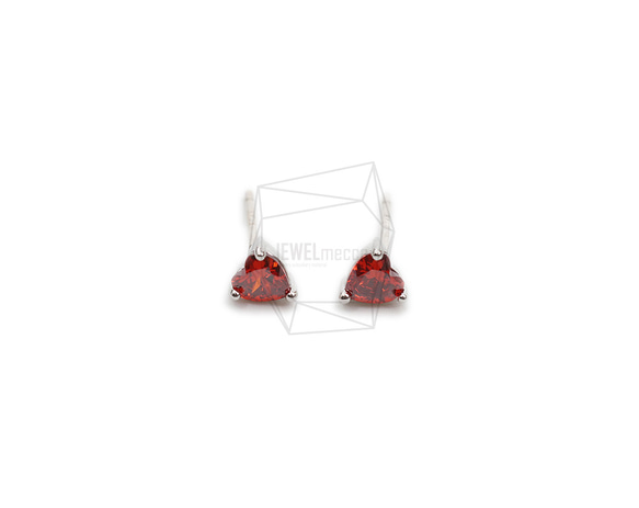 ERG-2079-R【2個入り】ハートキュービックピアス,heart Cubic Post Earring 1枚目の画像
