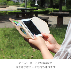 iphone ケース 手帳型 ミラー付き かわいい 15 14 SE 12 おしゃれ 13 11 カード収納 レザー 7枚目の画像