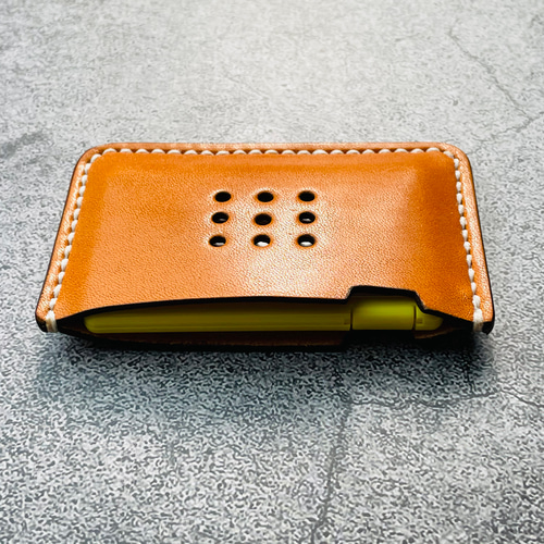 手縫】MINITIA(ミンティア）キャメル本革ケース（生成り麻糸） その他  