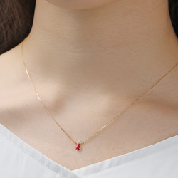 K18 紅寶石和鑽石項鍊 ~Ello Lilas~ 七月生日石 第2張的照片