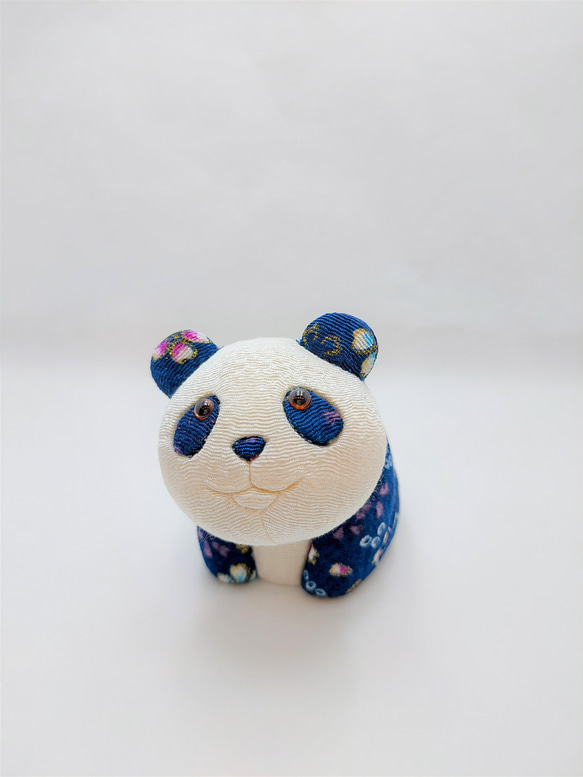 江戸木目込 しあわせパンダ（仔） 藍 柿沼東光作 その他置物