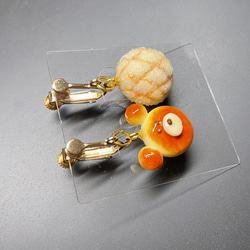 《受注生産》くまパンとメロンパンイヤリング/ピアス　フェイクスイーツ 4枚目の画像