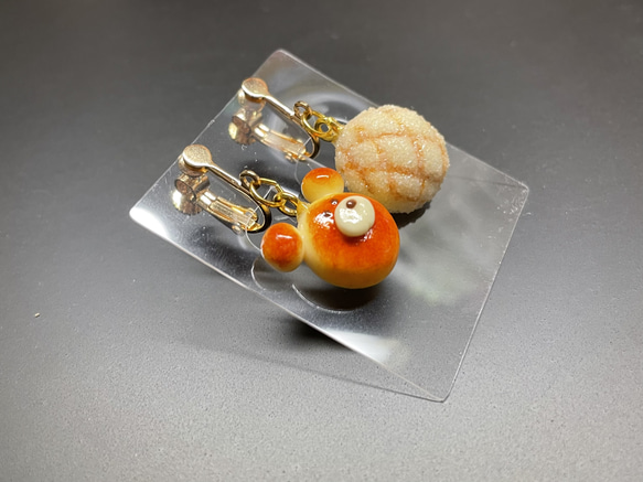 《受注生産》くまパンとメロンパンイヤリング/ピアス　フェイクスイーツ 7枚目の画像
