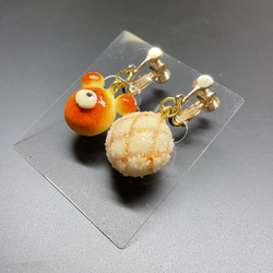 《受注生産》くまパンとメロンパンイヤリング/ピアス　フェイクスイーツ 10枚目の画像